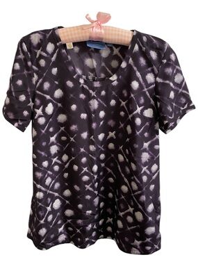 Simply Vera by Vera Wang Purple & White Short Sleeve Blouse